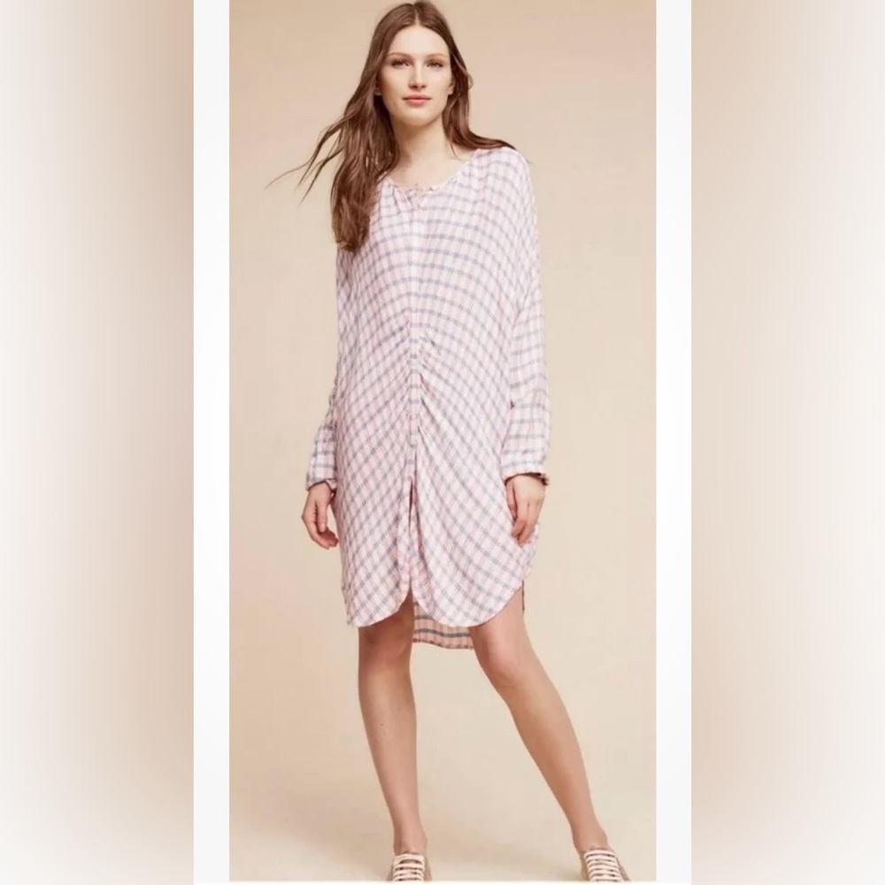 Anthropologie Saturday Sunday Plaid Oversized Button Down Tunic Dress Size XS